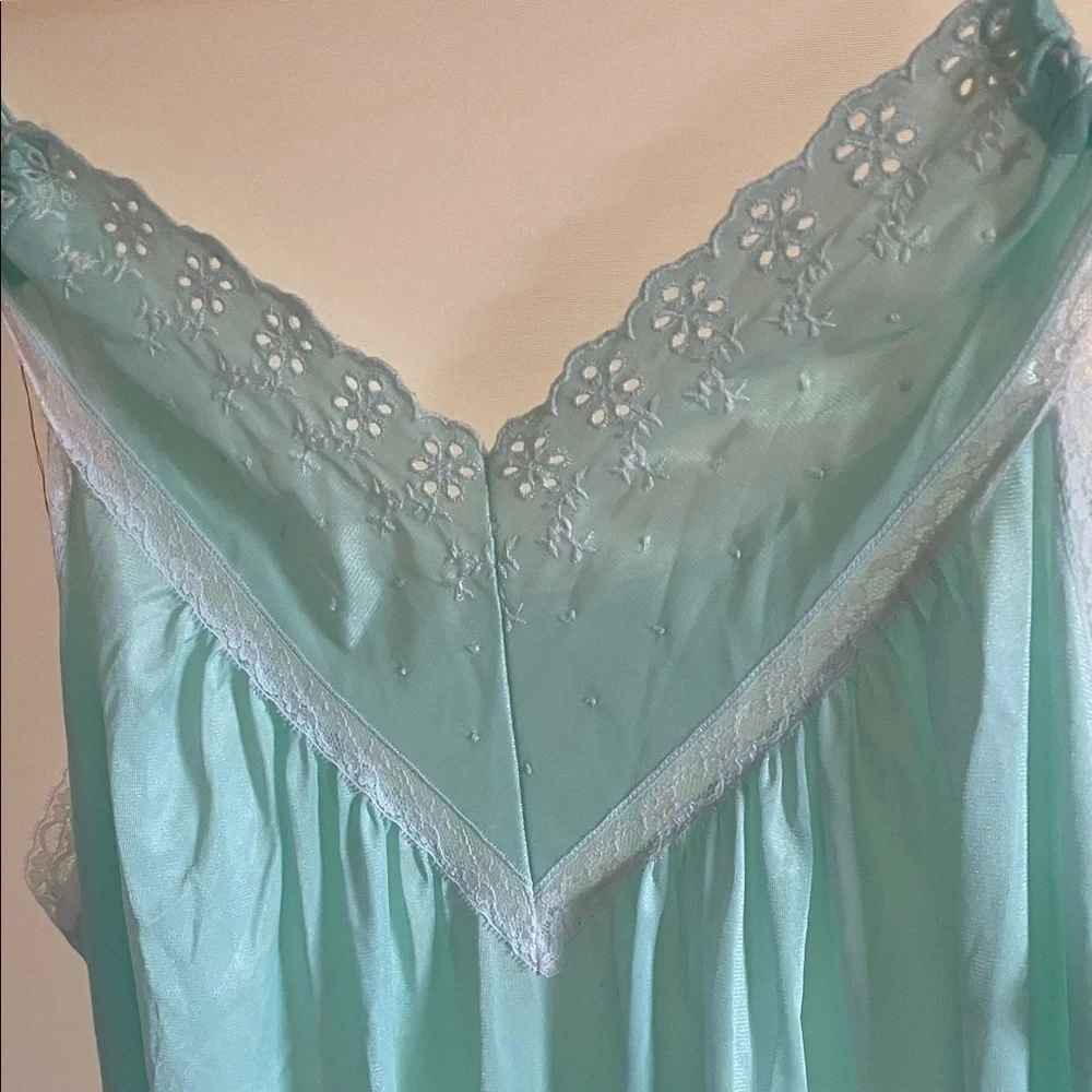 Lace Trim Chemise Nightgown in Light Blue‎ aqua
